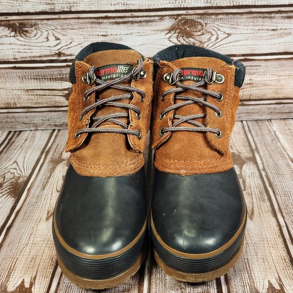 Vtg RIVERSTONE Thermolite Womens 7 Brown Suede Blue Waterproof Winter Snow Boots - Picture 3 of 8